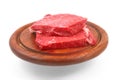 Raw meat on wooden plate Royalty Free Stock Photo
