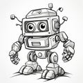 Raw Metallicity Detailed Cartoon Robot Sketch Royalty Free Stock Photo