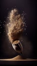 Raw Millet Seeds Creatively Falling-Dripping Flying or Splashing on Black Background Generative AI