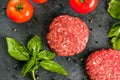 Raw minced beef steak burger Royalty Free Stock Photo