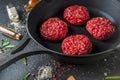 Raw minced meat beef burger cutlets Royalty Free Stock Photo