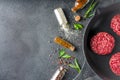 Raw minced meat beef burger cutlets Royalty Free Stock Photo