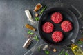 Raw minced meat beef burger cutlets Royalty Free Stock Photo