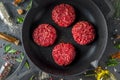 Raw minced meat beef burger cutlets Royalty Free Stock Photo