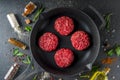 Raw minced meat beef burger cutlets Royalty Free Stock Photo