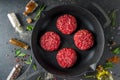 Raw minced meat beef burger cutlets Royalty Free Stock Photo