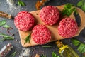 Raw minced meat beef burger cutlets Royalty Free Stock Photo