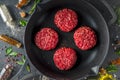 Raw minced meat beef burger cutlets Royalty Free Stock Photo