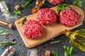 Raw minced meat beef burger cutlets Royalty Free Stock Photo