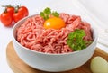 Raw minced meat and egg yolk