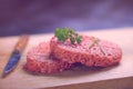 Raw minced meat on wooden table Royalty Free Stock Photo