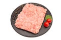 Raw minced rabbit meat on a cutting board. Isolate Royalty Free Stock Photo