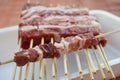 Raw mini sheep skewers Royalty Free Stock Photo