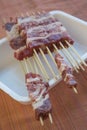 Raw mini sheep skewers Royalty Free Stock Photo