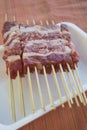 Raw mini sheep skewers Royalty Free Stock Photo