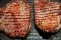 Raw minute steak of marbled beef in a grill pan Royalty Free Stock Photo