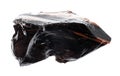 Raw Obsidian volcanic glass isolated on white Royalty Free Stock Photo