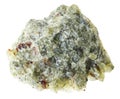 raw olivine ( chrysolite) stone on white