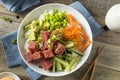 Raw Organic Ahi Tuna Poke Bowl Royalty Free Stock Photo