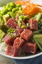 Raw Organic Ahi Tuna Poke Bowl Royalty Free Stock Photo