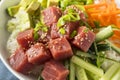 Raw Organic Ahi Tuna Poke Bowl Royalty Free Stock Photo