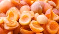 Raw organic apricots without seeds prepared for drying or homemade jam