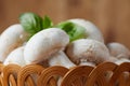 Raw organic champignon mushrooms