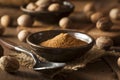 Raw Organic Dry Nutmeg Royalty Free Stock Photo