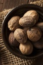 Raw Organic Dry Nutmeg Royalty Free Stock Photo