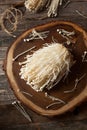 Raw Organic Enoki Mushrooms Royalty Free Stock Photo