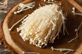 Raw Organic Enoki Mushrooms Royalty Free Stock Photo