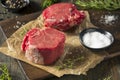 Raw Organic Grass Fed Filet Mignon Steak Royalty Free Stock Photo