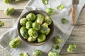 Raw Organic Green Brussel Sprouts Royalty Free Stock Photo