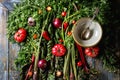 Purple carrot with vegetables Royalty Free Stock Photo