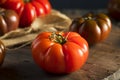 Raw Organic Red and Brown Heirloom Tomatoes Royalty Free Stock Photo