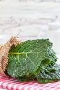 Raw organic savoy cabbage leaves Royalty Free Stock Photo