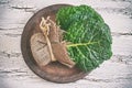 Raw organic savoy cabbage leaves Royalty Free Stock Photo