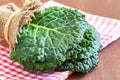 Raw organic savoy cabbage leaves Royalty Free Stock Photo