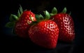 Raw organic strawberries, close-up, Generative AI