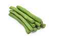 Raw organic yard long bean cut in stick piece on white isolated background with clipping path. Fresh yard long bean have sweet