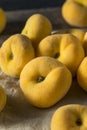 Raw Organic Yellow Donut Saturn Peaches Royalty Free Stock Photo