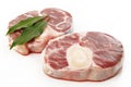 Raw oxtail with bay leaf