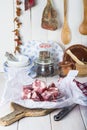 Raw oxtail on the table of the kitchen Royalty Free Stock Photo