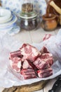 Raw oxtail on the table of the kitchen Royalty Free Stock Photo