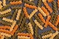 Raw Pasta closeup. Fusilli spaghetti pattern background. Colorful Fusilli Royalty Free Stock Photo