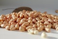 Raw peanut kernel on a white background