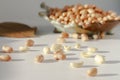 Raw peanut kernel on a white background