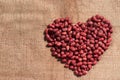 Raw peanuts forming heart