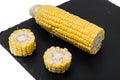 Raw peeled corn cob