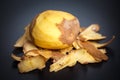 Raw peeled potatoes and potato peelings